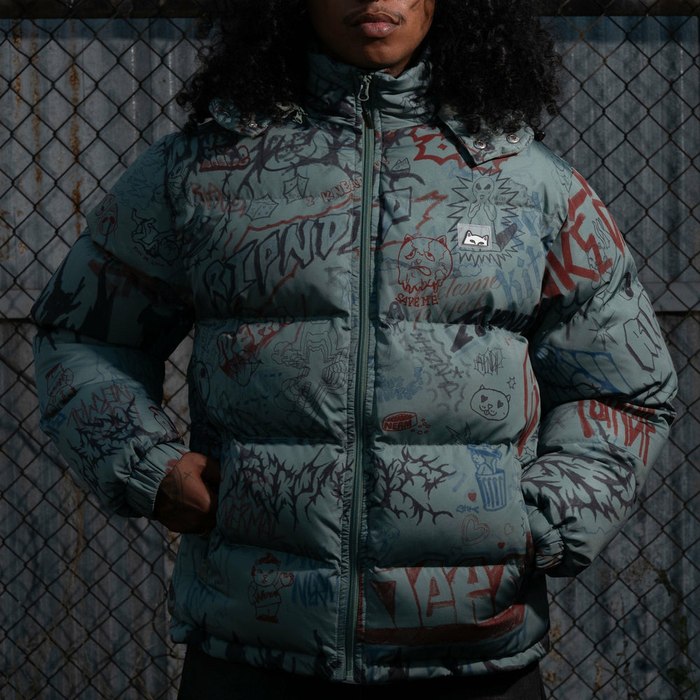 Ripndip Discount | Marker Puffer Jacket (Olive)