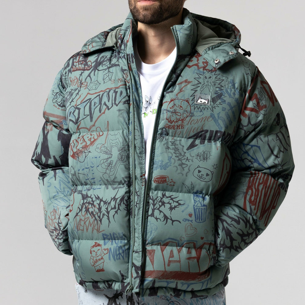Ripndip Discount | Marker Puffer Jacket (Olive)