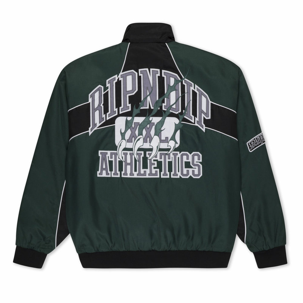 Ripndip Outlets | RIPNDIP Athletics Race Jacket (Hunter Green / Black)
