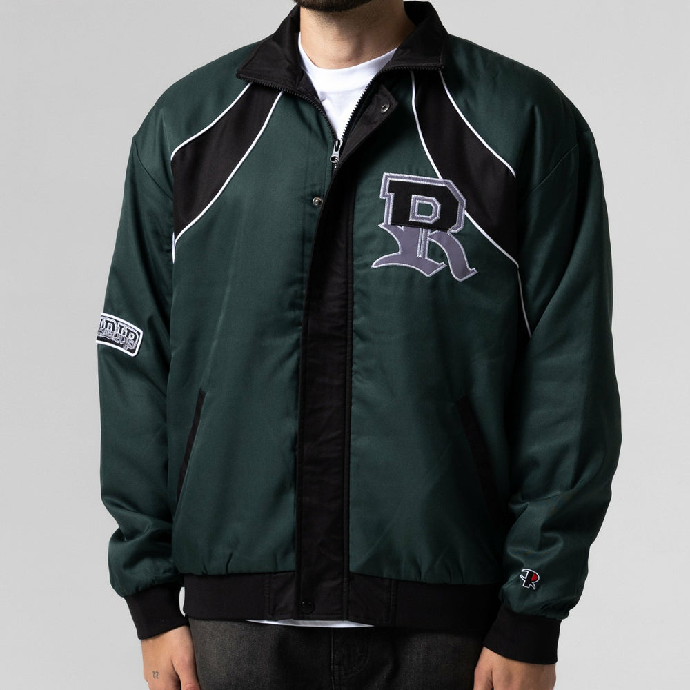 Ripndip Outlets | RIPNDIP Athletics Race Jacket (Hunter Green / Black)