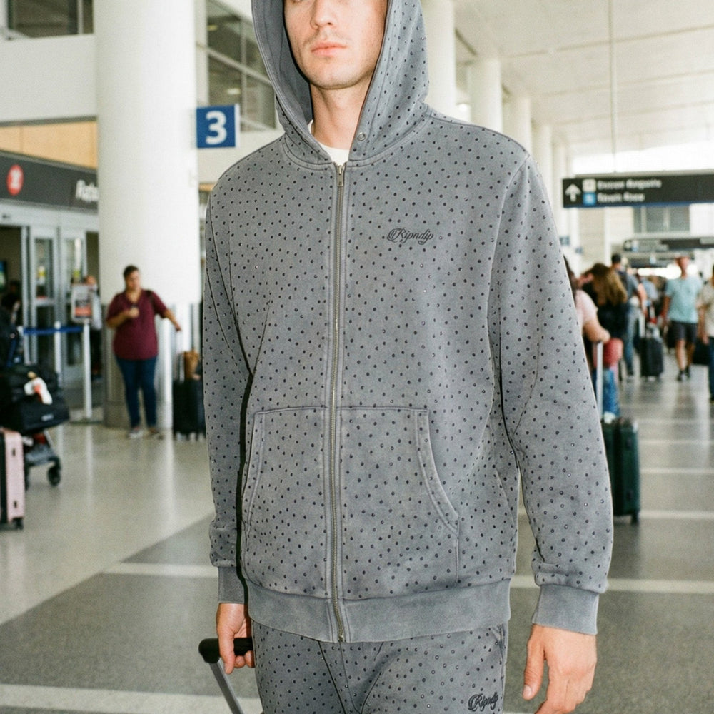 Ripndip Sale | RIPNGEMS Zip Up Hoodie (Charcoal Wash)