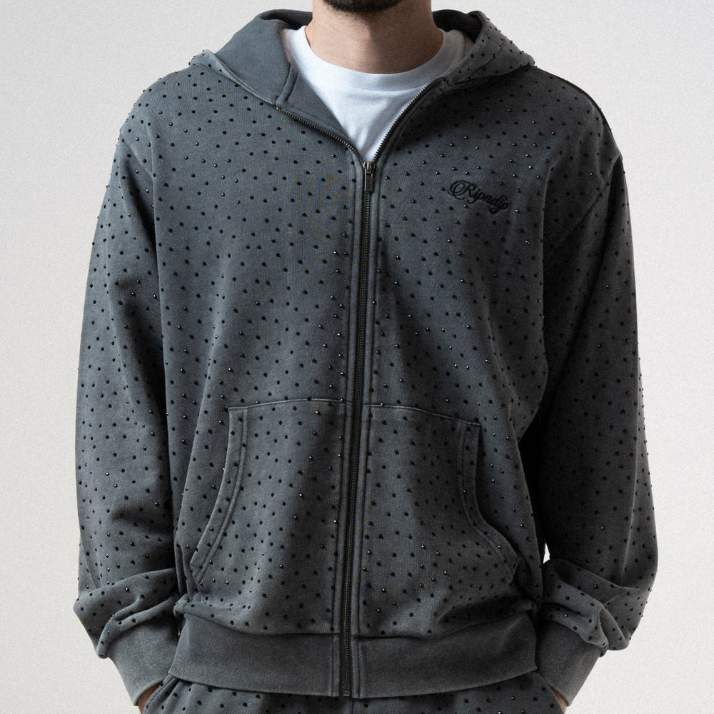 Ripndip Sale | RIPNGEMS Zip Up Hoodie (Charcoal Wash)