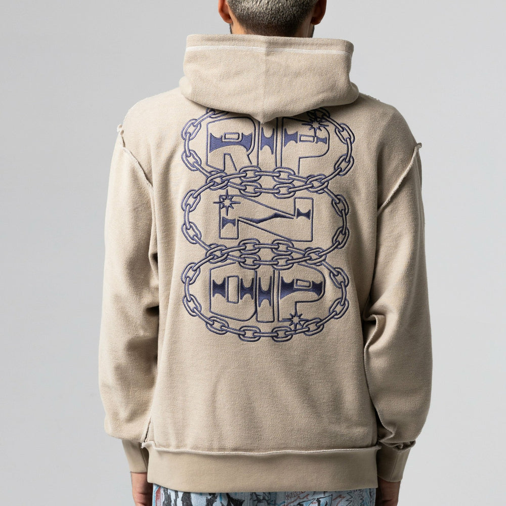 Ripndip Discount | Linked Up Reverse Stitched Hoodie (Khaki)