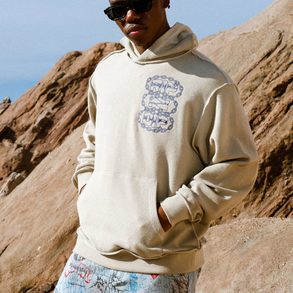 Ripndip Discount | Linked Up Reverse Stitched Hoodie (Khaki)
