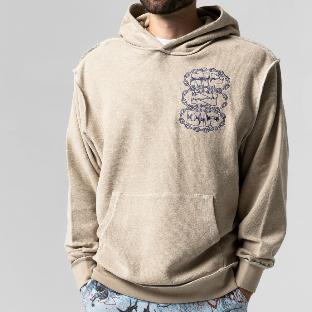 Ripndip Discount | Linked Up Reverse Stitched Hoodie (Khaki)