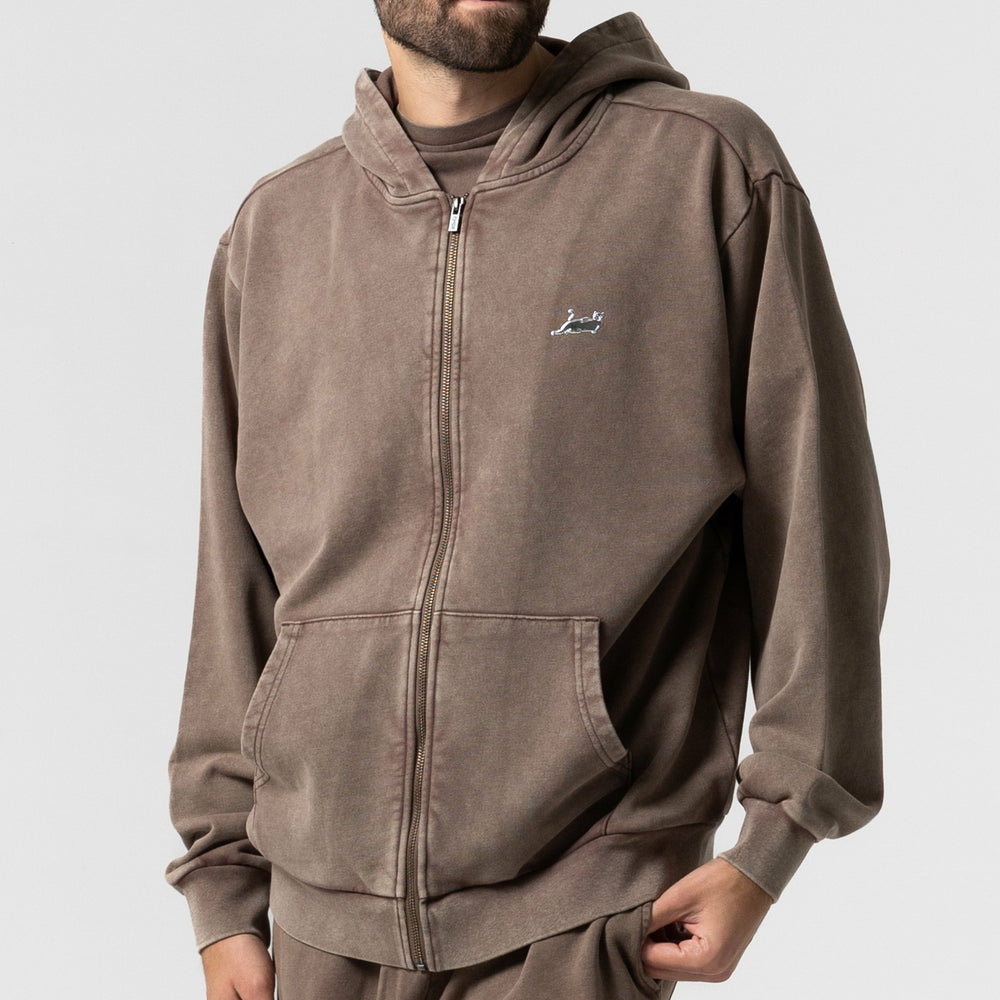 Ripndip For Sale | Castanza Zip Up Hoodie (Brown Vintage Wash)