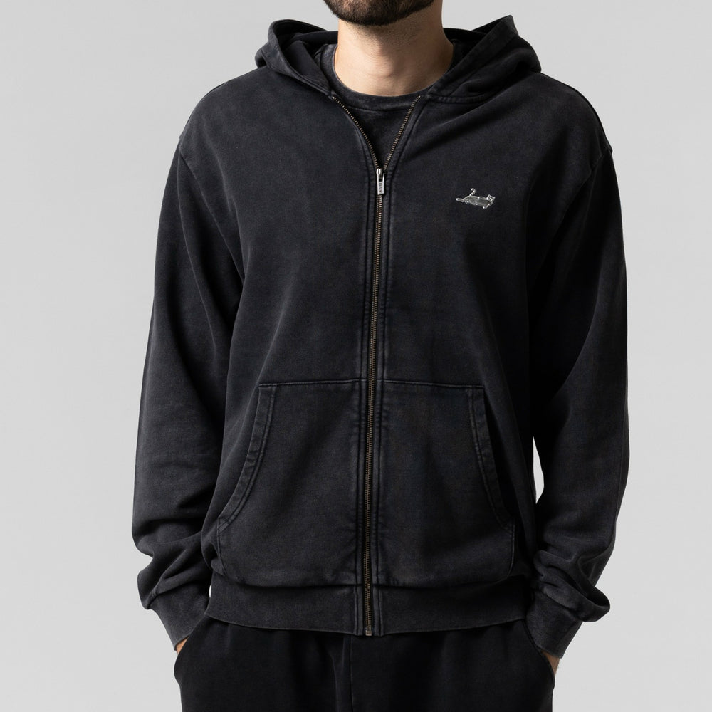 Ripndip Sale | Castanza Zip Up Hoodie (Black Vintage Wash)