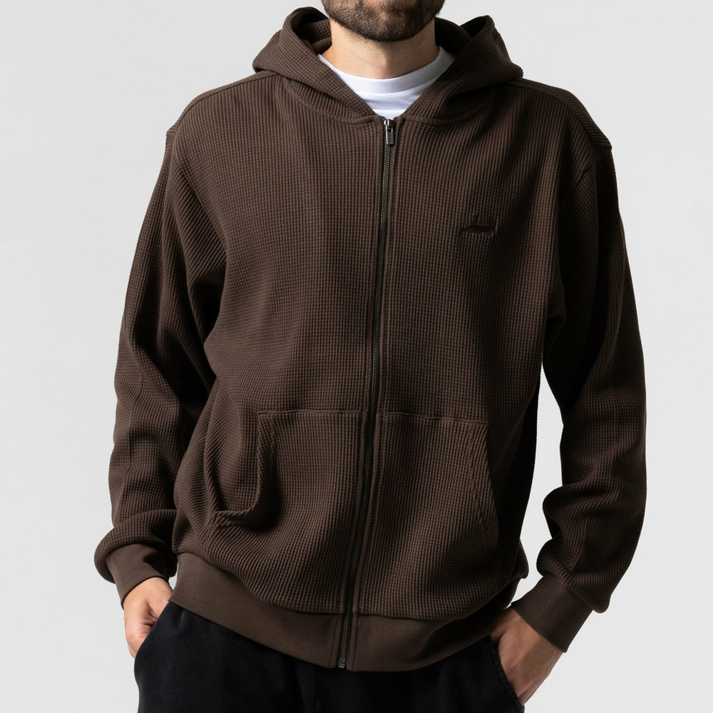 Ripndip New | Castanza Waffle Knit Zip Up Hoodie (Brown)
