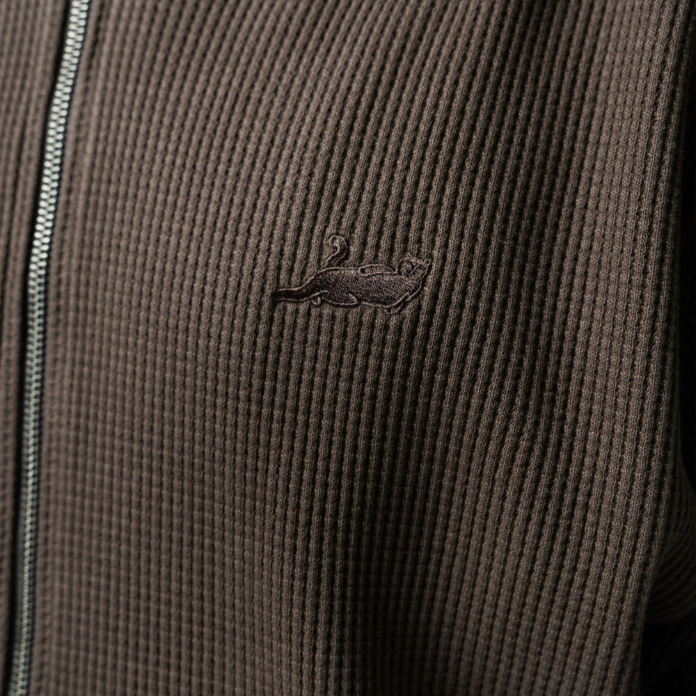 Ripndip New | Castanza Waffle Knit Zip Up Hoodie (Brown)