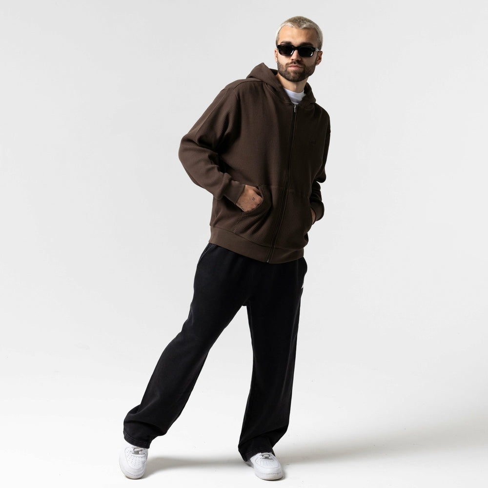 Ripndip New | Castanza Waffle Knit Zip Up Hoodie (Brown)