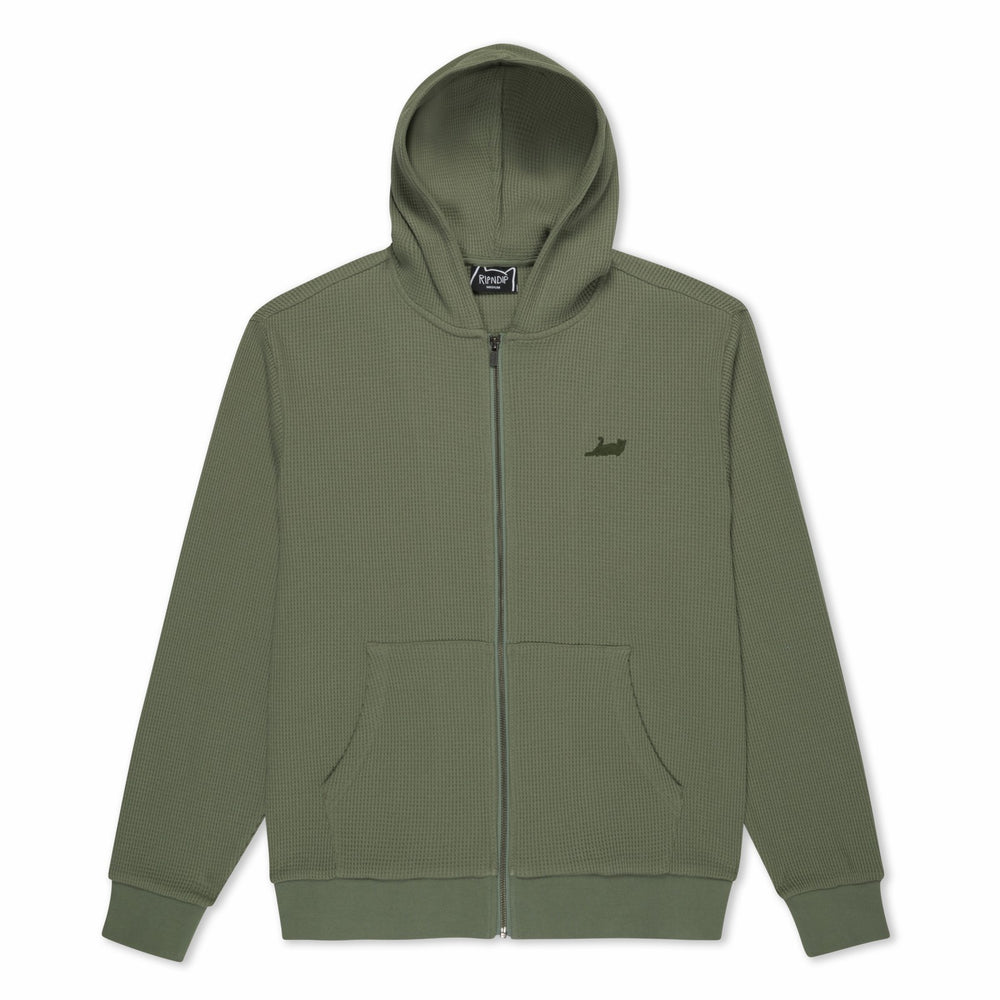 Ripndip For Sale | Castanza Waffle Knit Zip Up Hoodie (Olive)