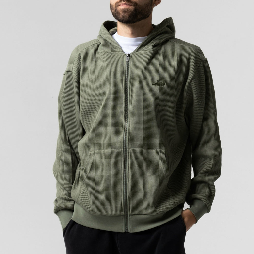 Ripndip For Sale | Castanza Waffle Knit Zip Up Hoodie (Olive)