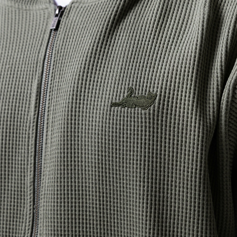 Ripndip For Sale | Castanza Waffle Knit Zip Up Hoodie (Olive)