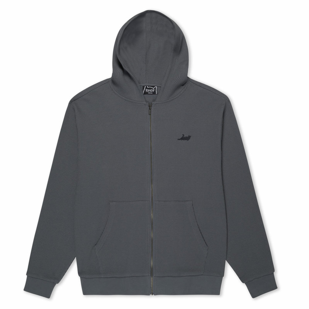 Ripndip Online | Castanza Waffle Knit Zip Up Hoodie (Charcoal)
