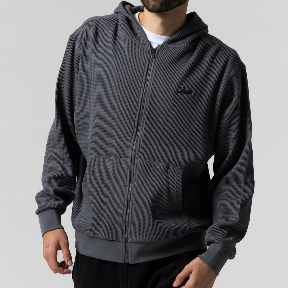Ripndip Online | Castanza Waffle Knit Zip Up Hoodie (Charcoal)