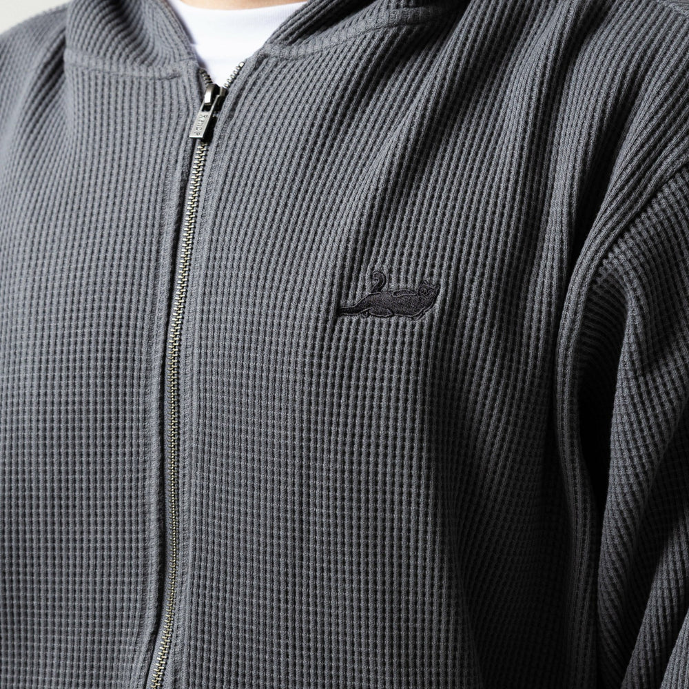 Ripndip Online | Castanza Waffle Knit Zip Up Hoodie (Charcoal)
