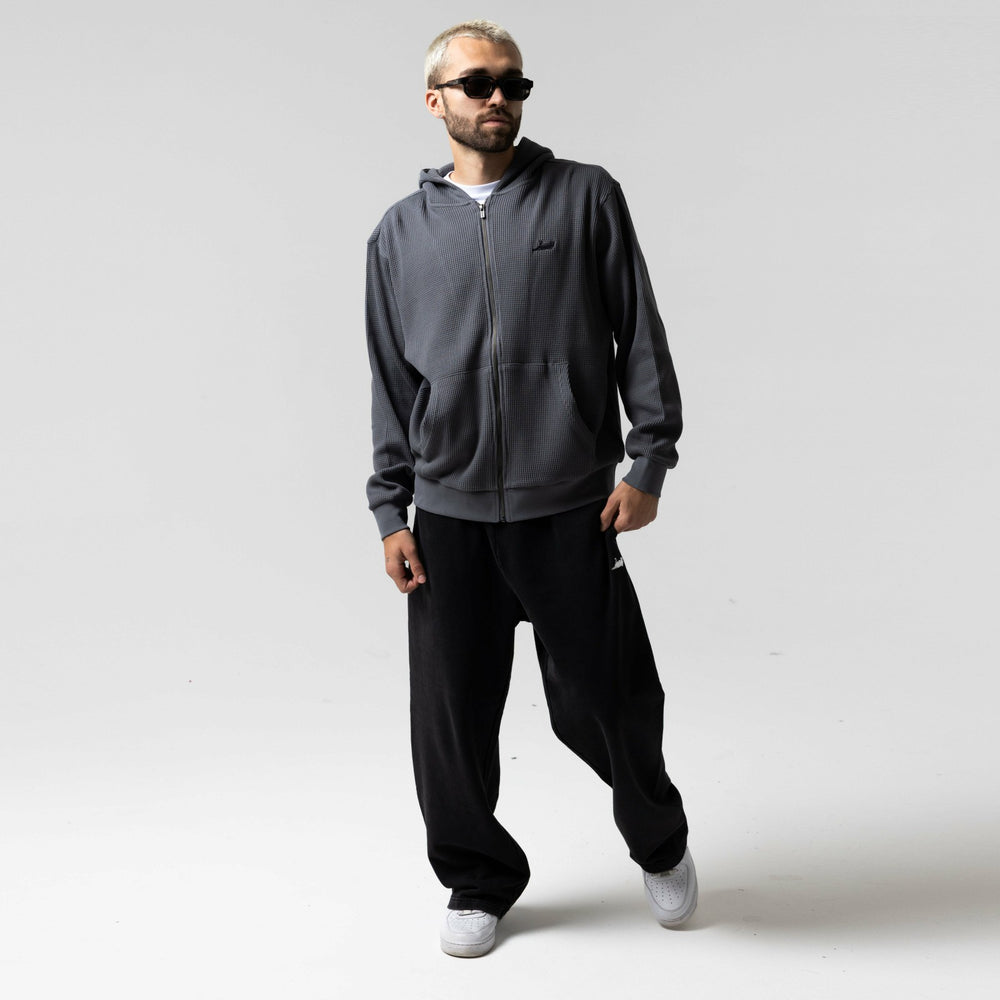 Ripndip Online | Castanza Waffle Knit Zip Up Hoodie (Charcoal)