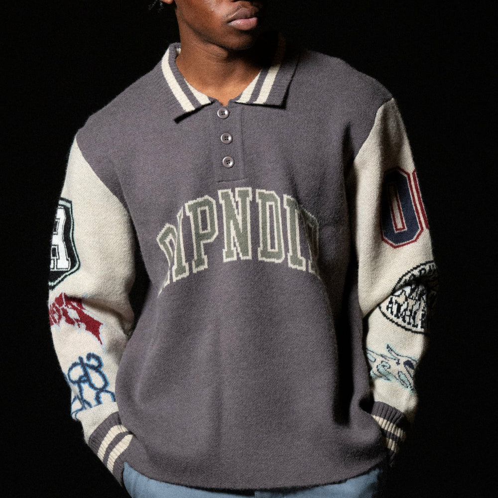 Ripndip Online Shop | Run It Up Knit Sweater (Charoal / Cream)