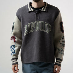 Ripndip Online Shop | Run It Up Knit Sweater (Charoal / Cream)