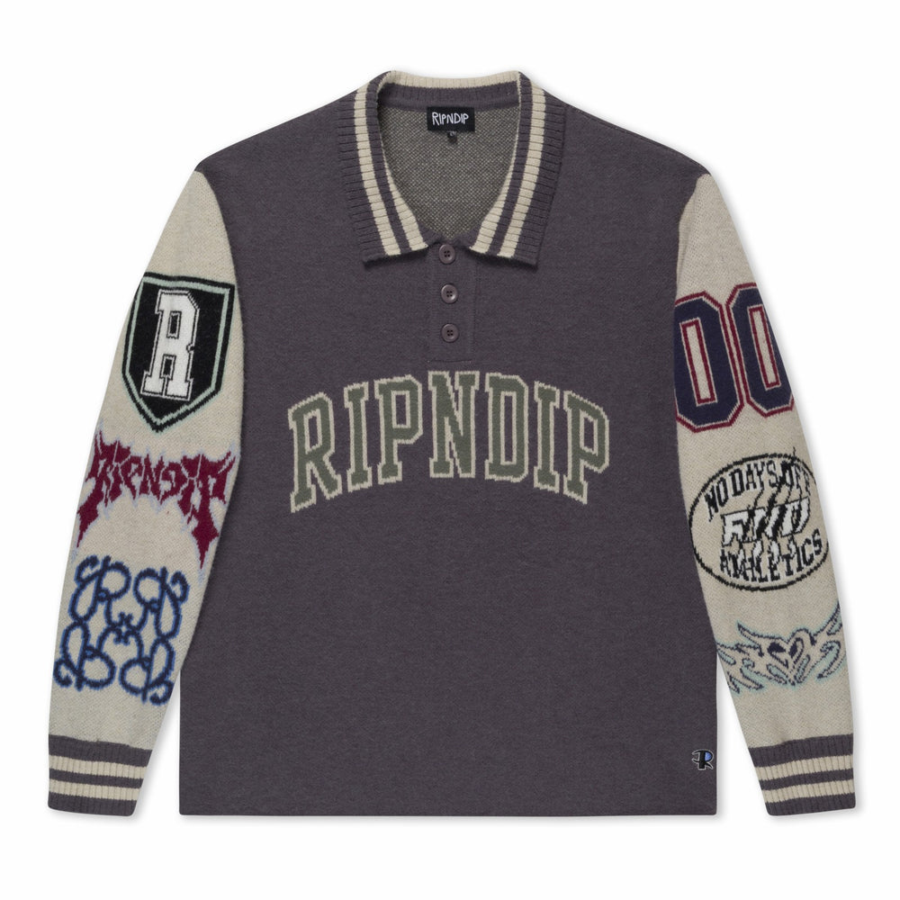 Ripndip Online Shop | Run It Up Knit Sweater (Charoal / Cream)