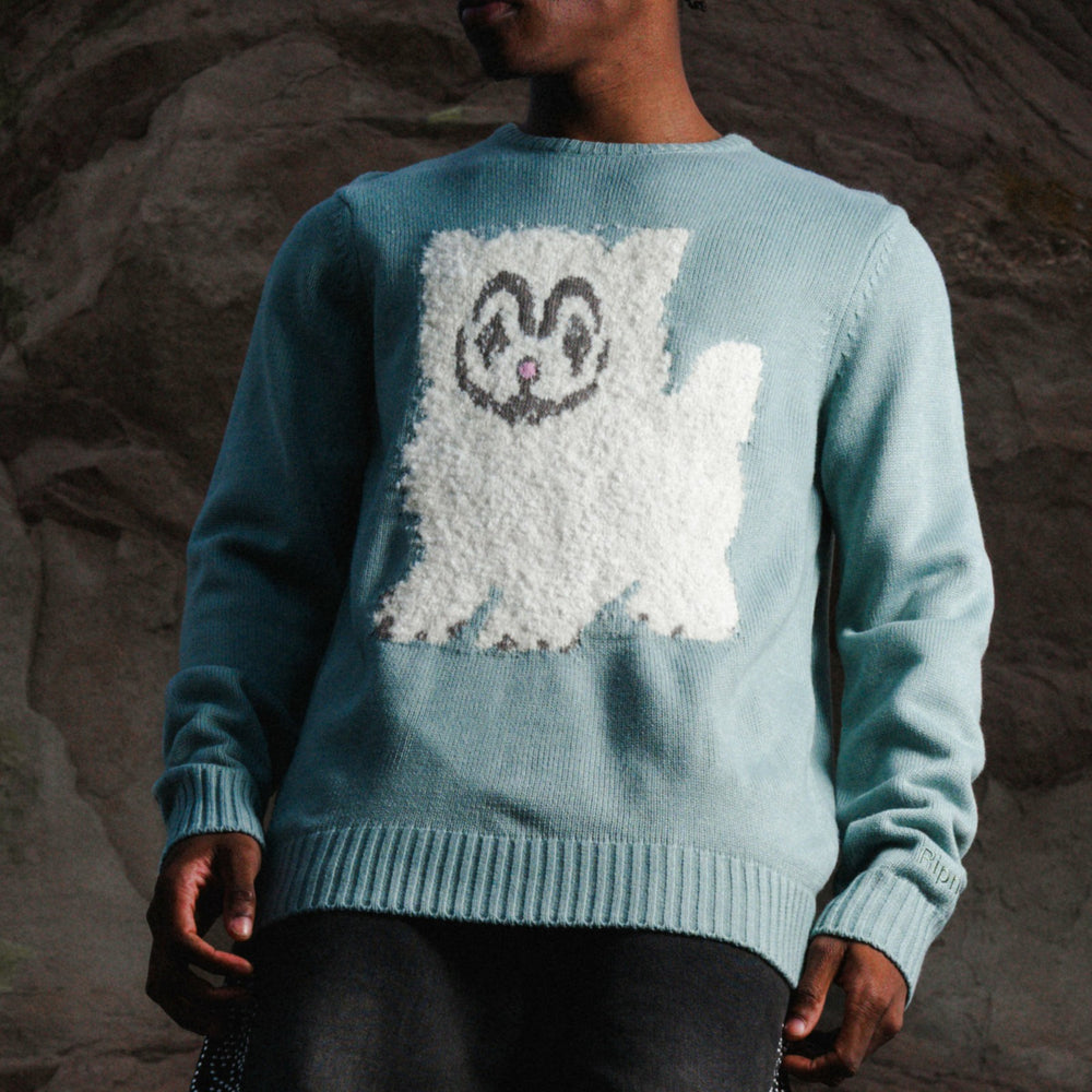 Ripndip For Sale | Pet Me Im Cute Knit Sweater (Heather Sage Grey)