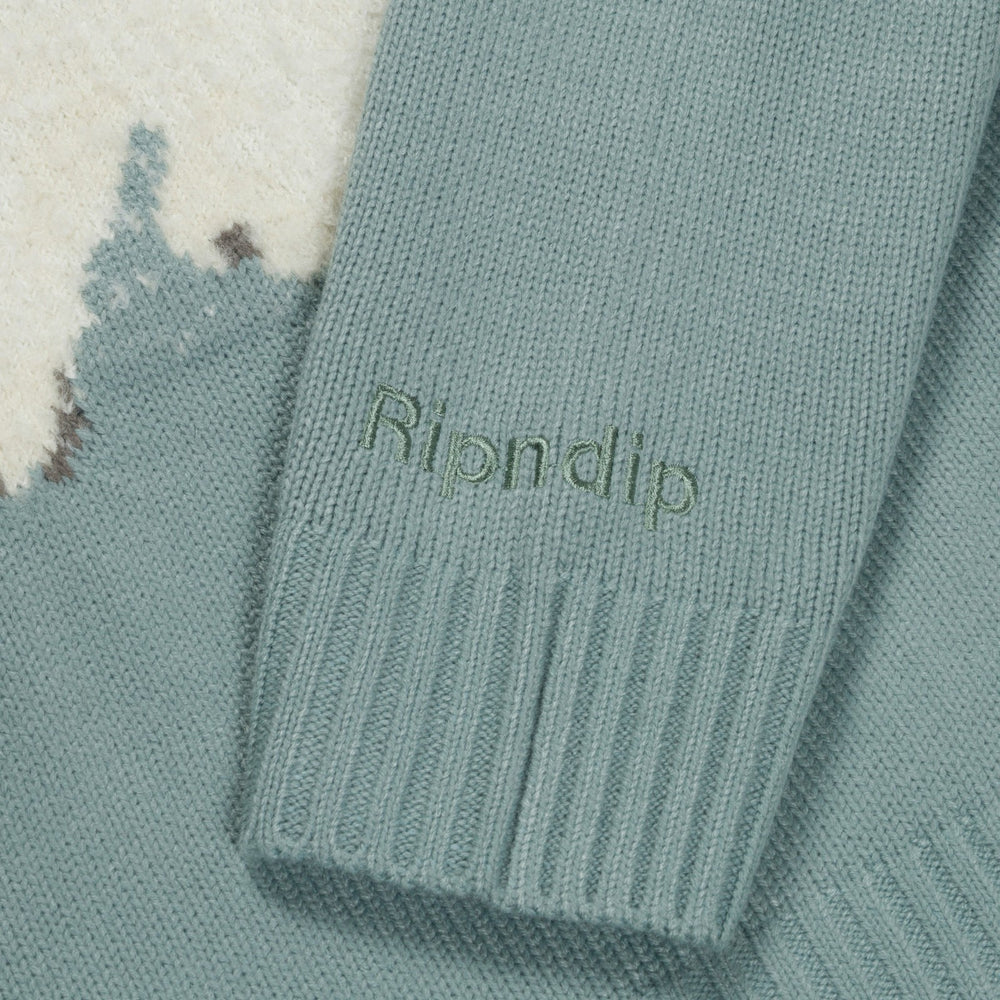 Ripndip For Sale | Pet Me Im Cute Knit Sweater (Heather Sage Grey)