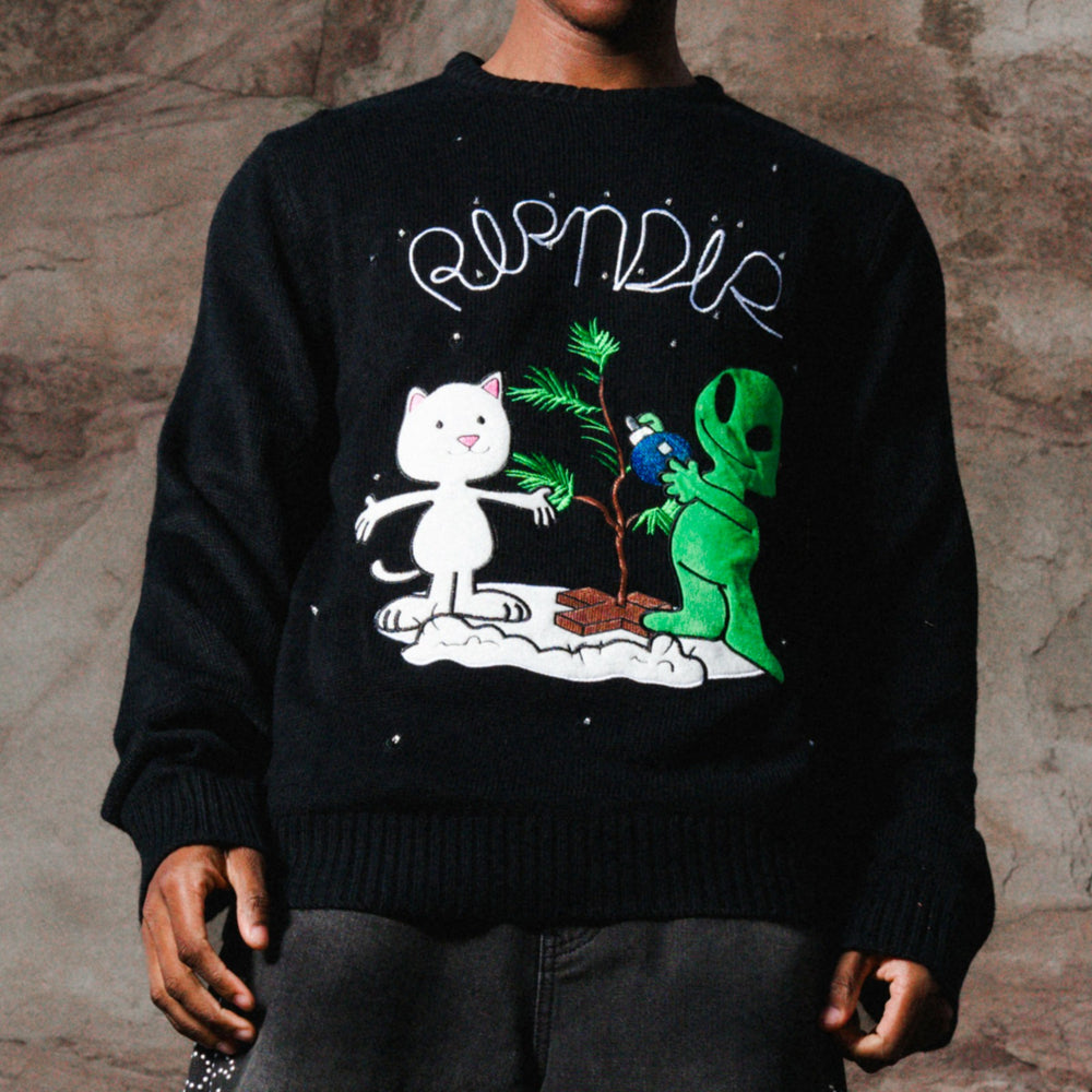 Ripndip Outlets | Alien / Nerm Christmas Light Up Knit Sweater (Black)