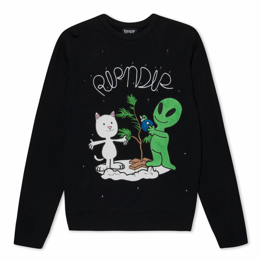Ripndip Outlets | Alien / Nerm Christmas Light Up Knit Sweater (Black)