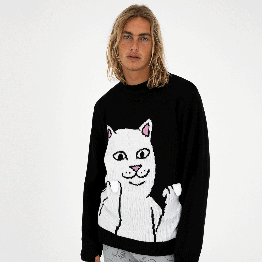 Ripndip Sale | Lord Nermal Flippy Knitty Sweater (Black)