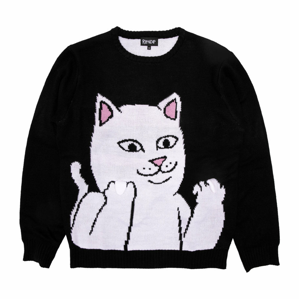 Ripndip Sale | Lord Nermal Flippy Knitty Sweater (Black)