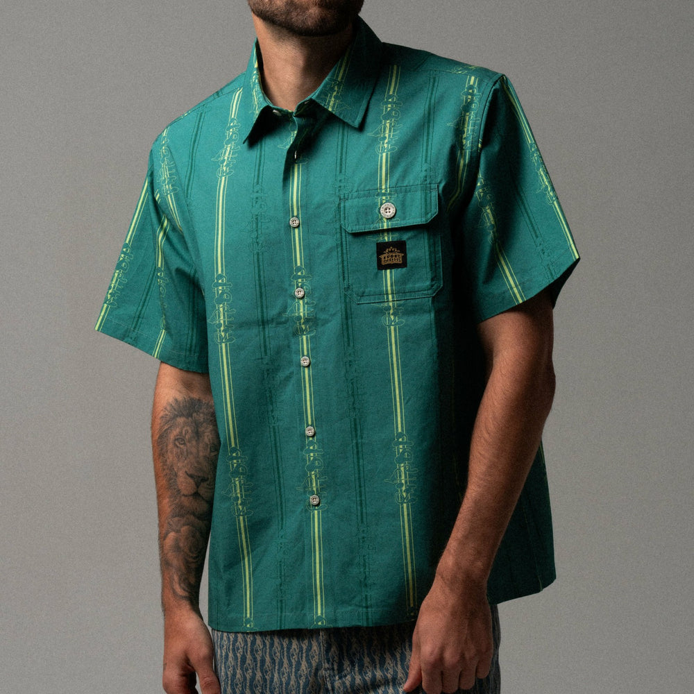 Ripndip Sale | Melted Striped Button Up (Teal)