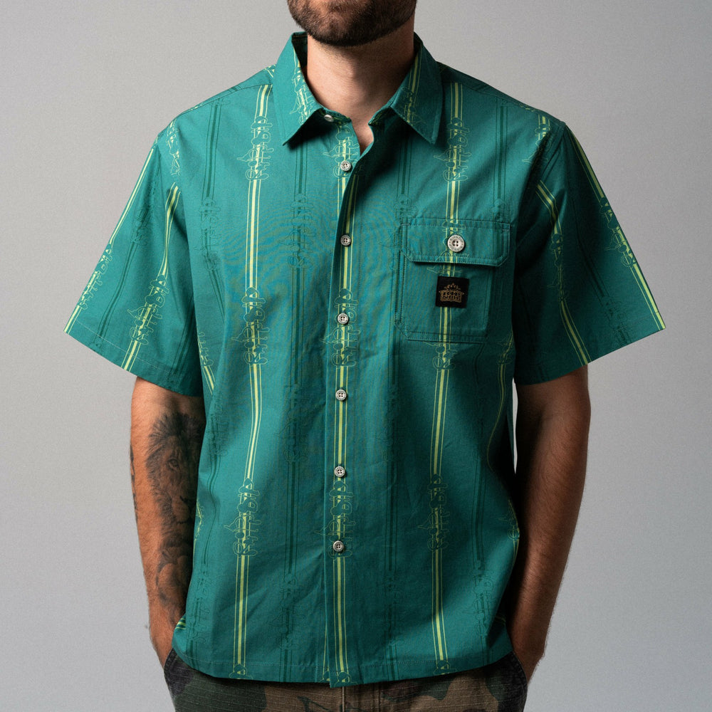Ripndip Sale | Melted Striped Button Up (Teal)