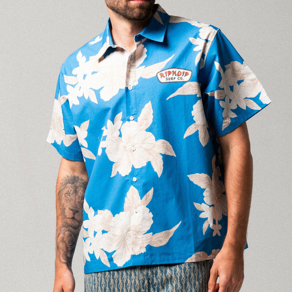 Ripndip New | RIPNDIP Surf Co Button Up (Blue / Cream)