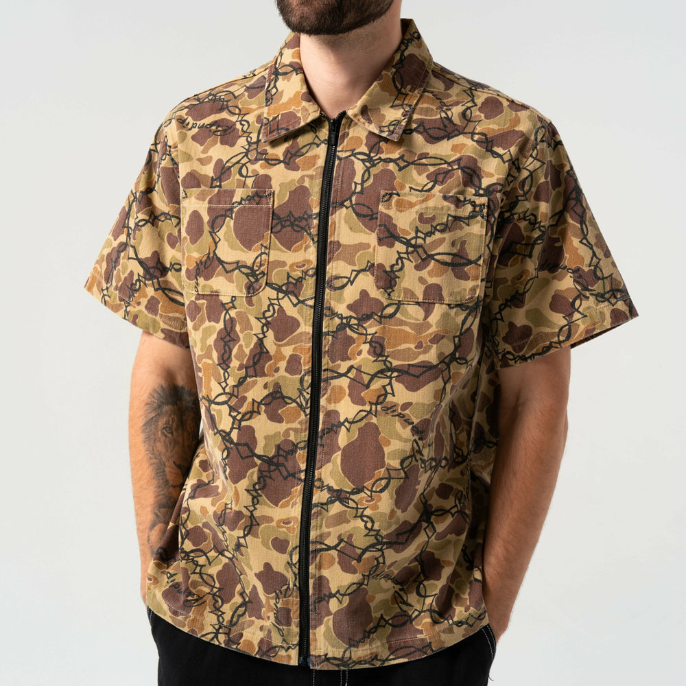 Ripndip Online Shop | Wired Zip Up Shirt (Tan)