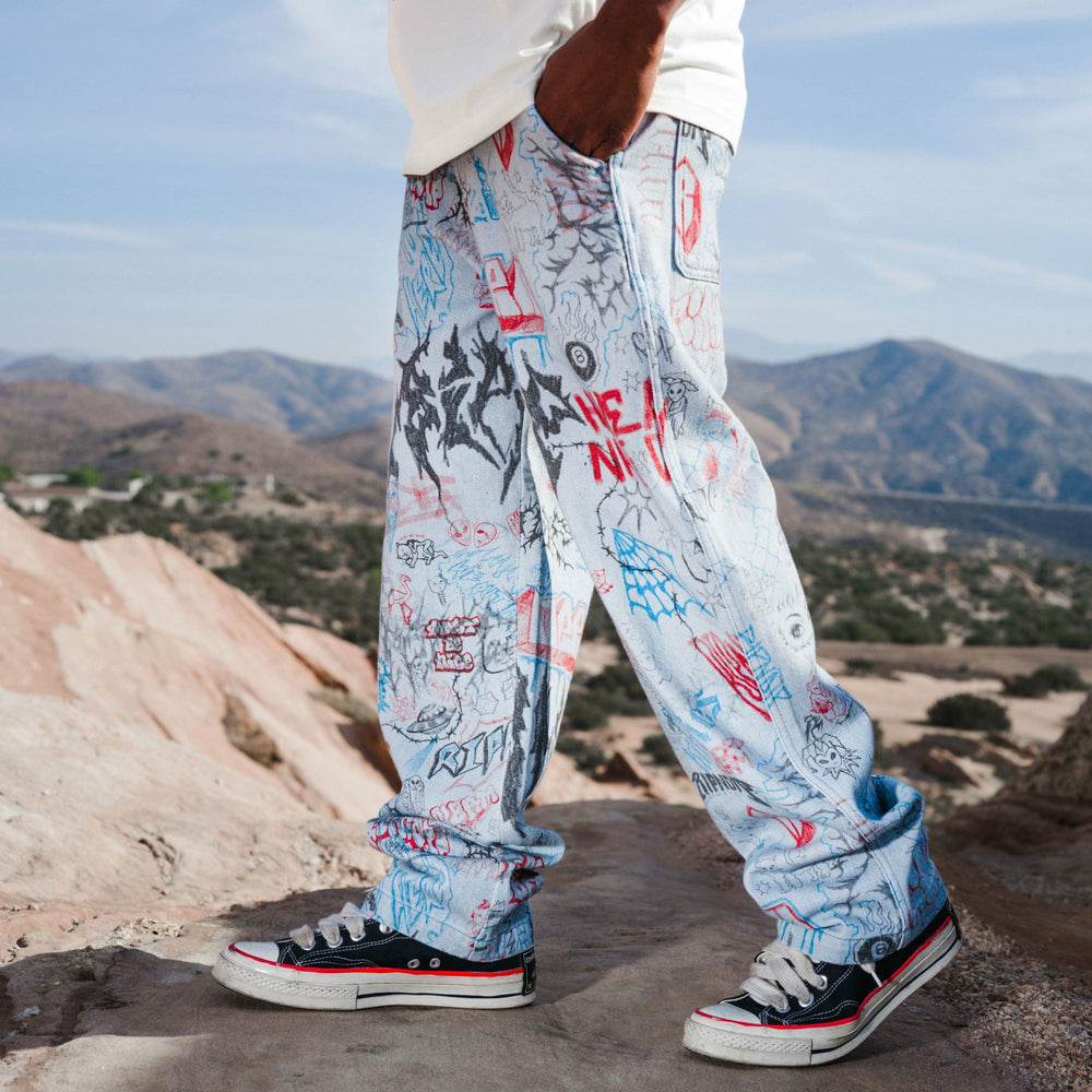 Ripndip New | Marker Wide Fit Pants (Light Wash Denim)