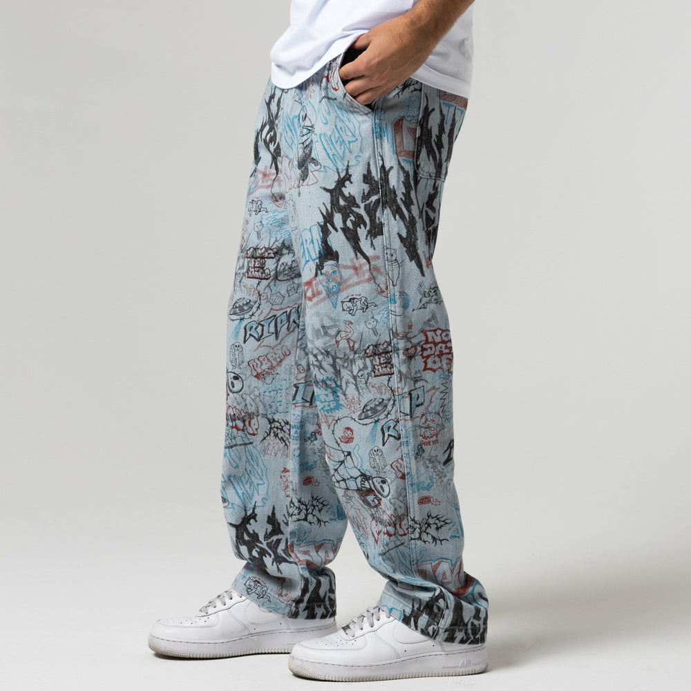 Ripndip New | Marker Wide Fit Pants (Light Wash Denim)