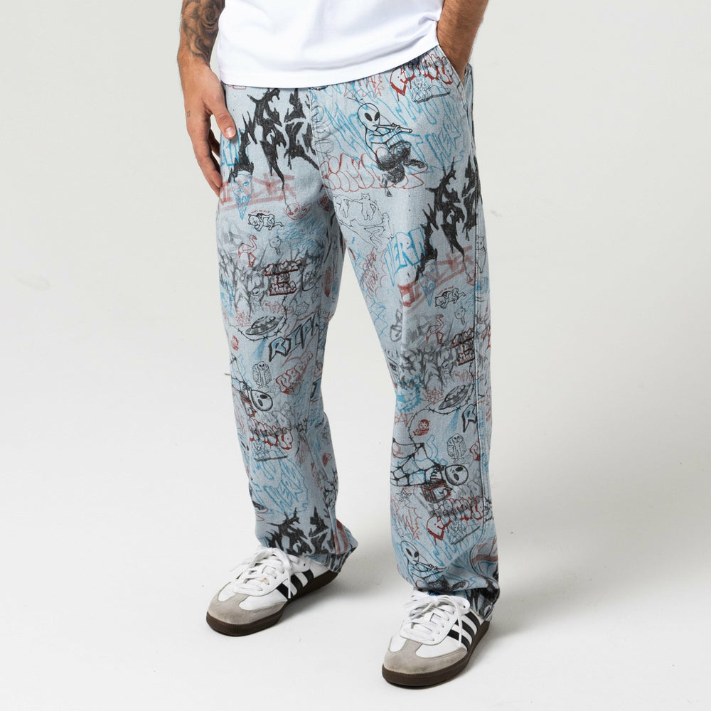 Ripndip New | Marker Wide Fit Pants (Light Wash Denim)