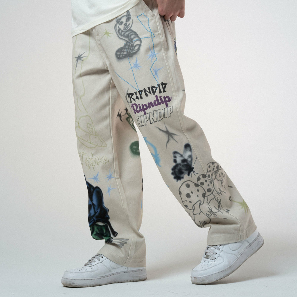 Ripndip For Sale | Goosebumps Wide Fit Pants (Bone)