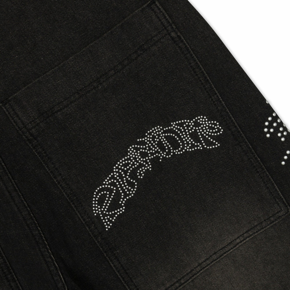 Ripndip Outlets | Pretty Flacko Extra Wide Leg Pants (Black Vintage Wash Denim)