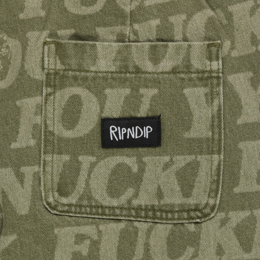 Ripndip Discount | F.U.F.F. Washed Denim Pants (Light Olive Denim)