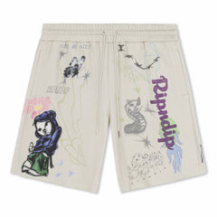 Ripndip Outlets | Goosebumps Raw Edge Sweat Shorts (Bone)