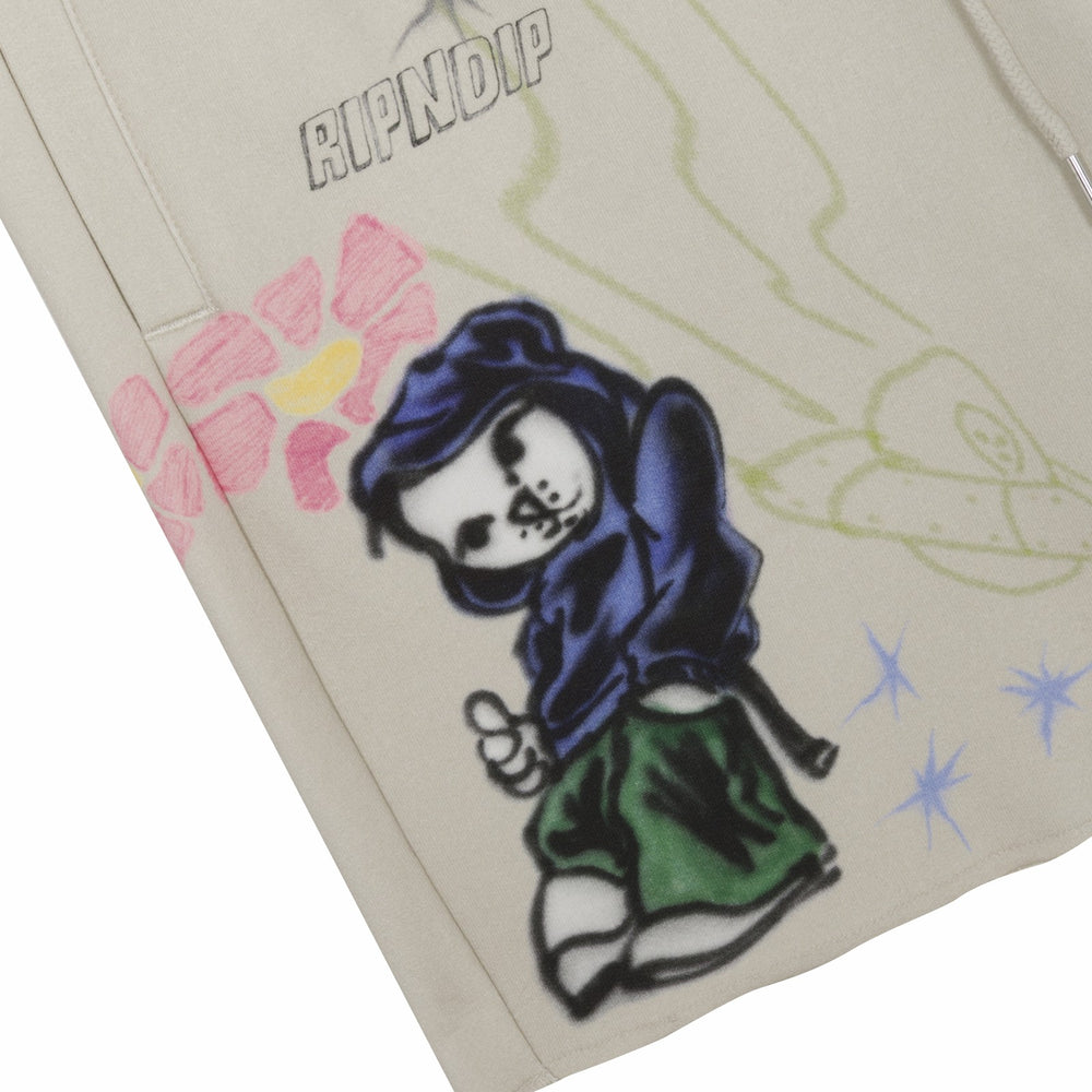 Ripndip Outlets | Goosebumps Raw Edge Sweat Shorts (Bone)