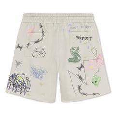 Ripndip Outlets | Goosebumps Raw Edge Sweat Shorts (Bone)