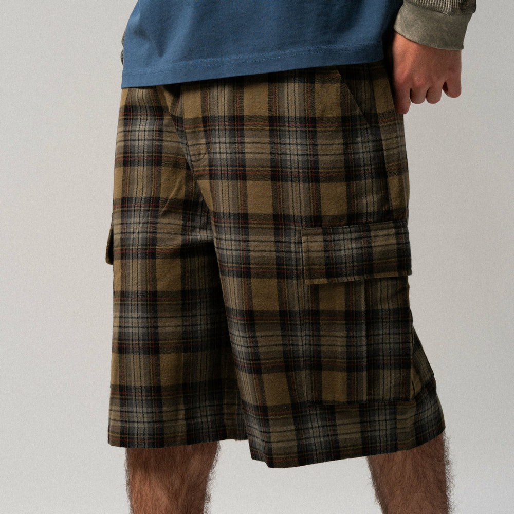 Ripndip Online | Hansen Wide Fit Cargo Shorts (Olive Plaid)
