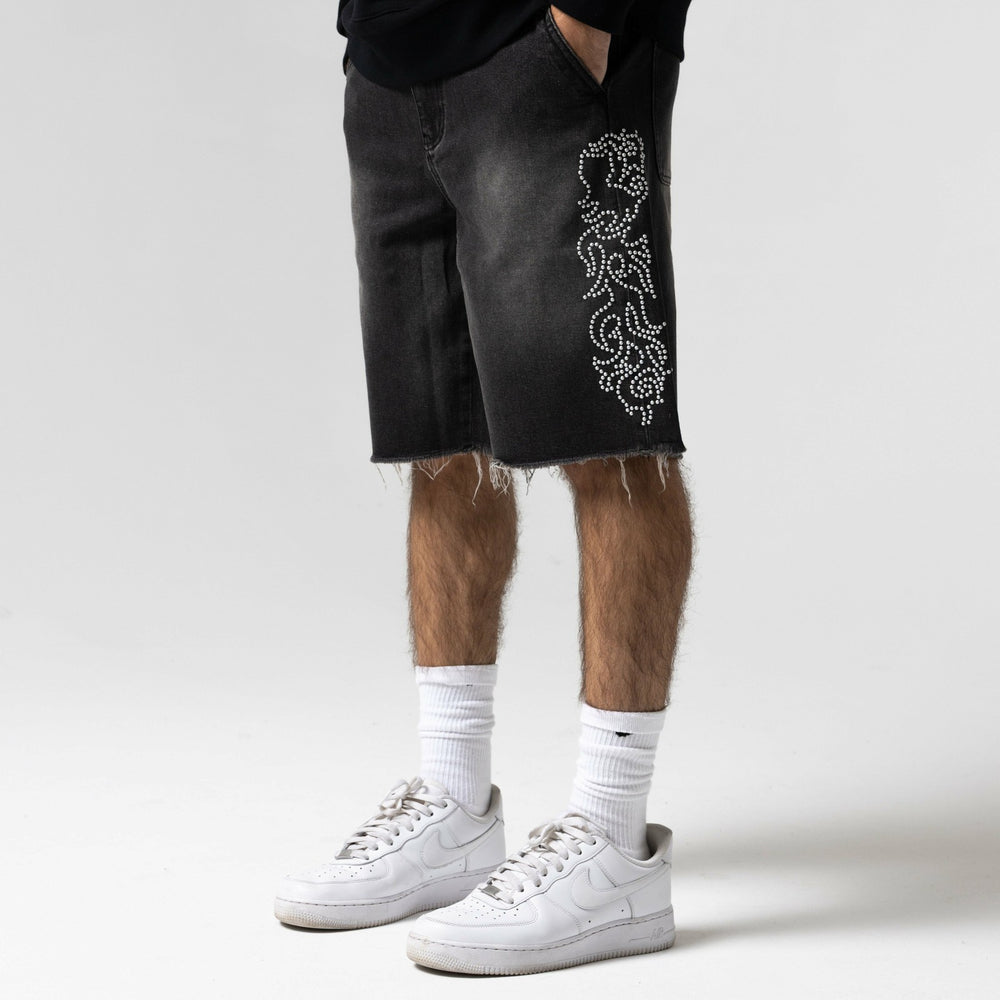 Ripndip Online | Pretty Flacko Denim Shorts (Black Vintage Wash Denim)
