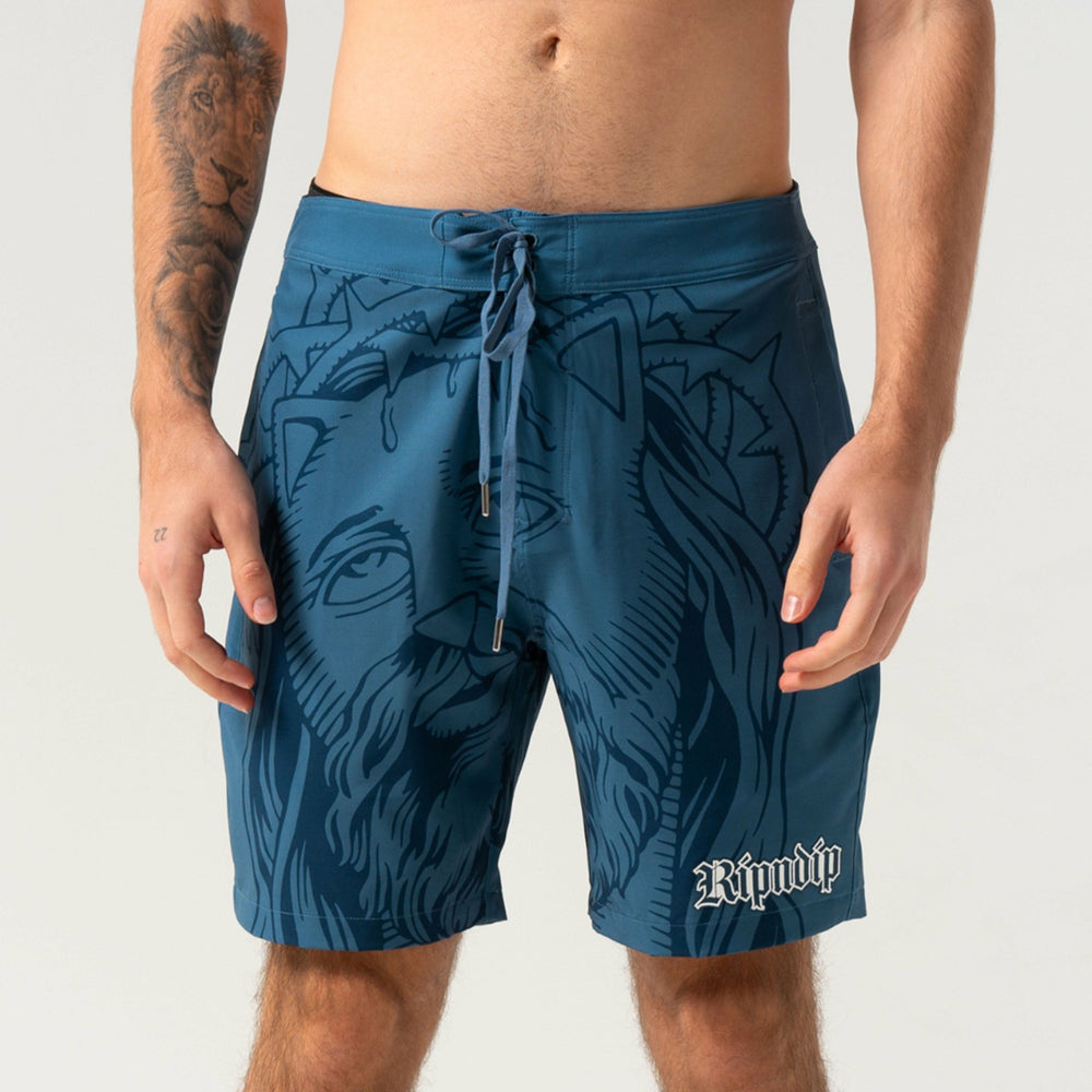 Ripndip Outlets | Lord Savior Swim Shorts (Navy)