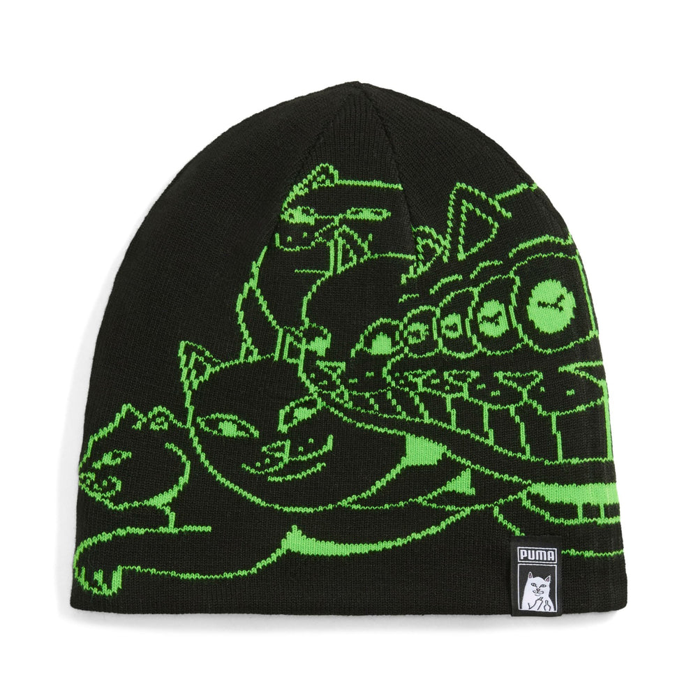 Ripndip Outlets | PUMA x RIPNDIP Reversable Skull Beanie (PUMA Black-Fluro Green Pes)