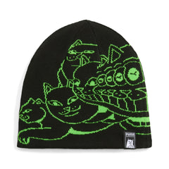 Ripndip Outlets | PUMA x RIPNDIP Reversable Skull Beanie (PUMA Black-Fluro Green Pes)