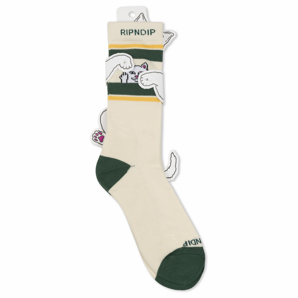 Ripndip Online | Peeking Nermal Socks (Bone / Forest)