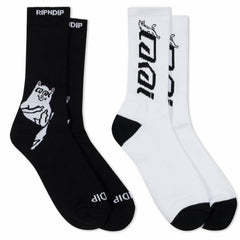 Ripndip New | Lakai + Ripndip Lord Nermal Socks 2 Pack (Black/White)
